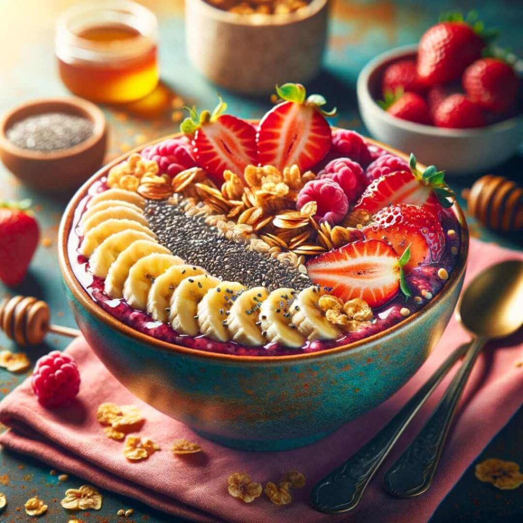 açai com frutas e chia